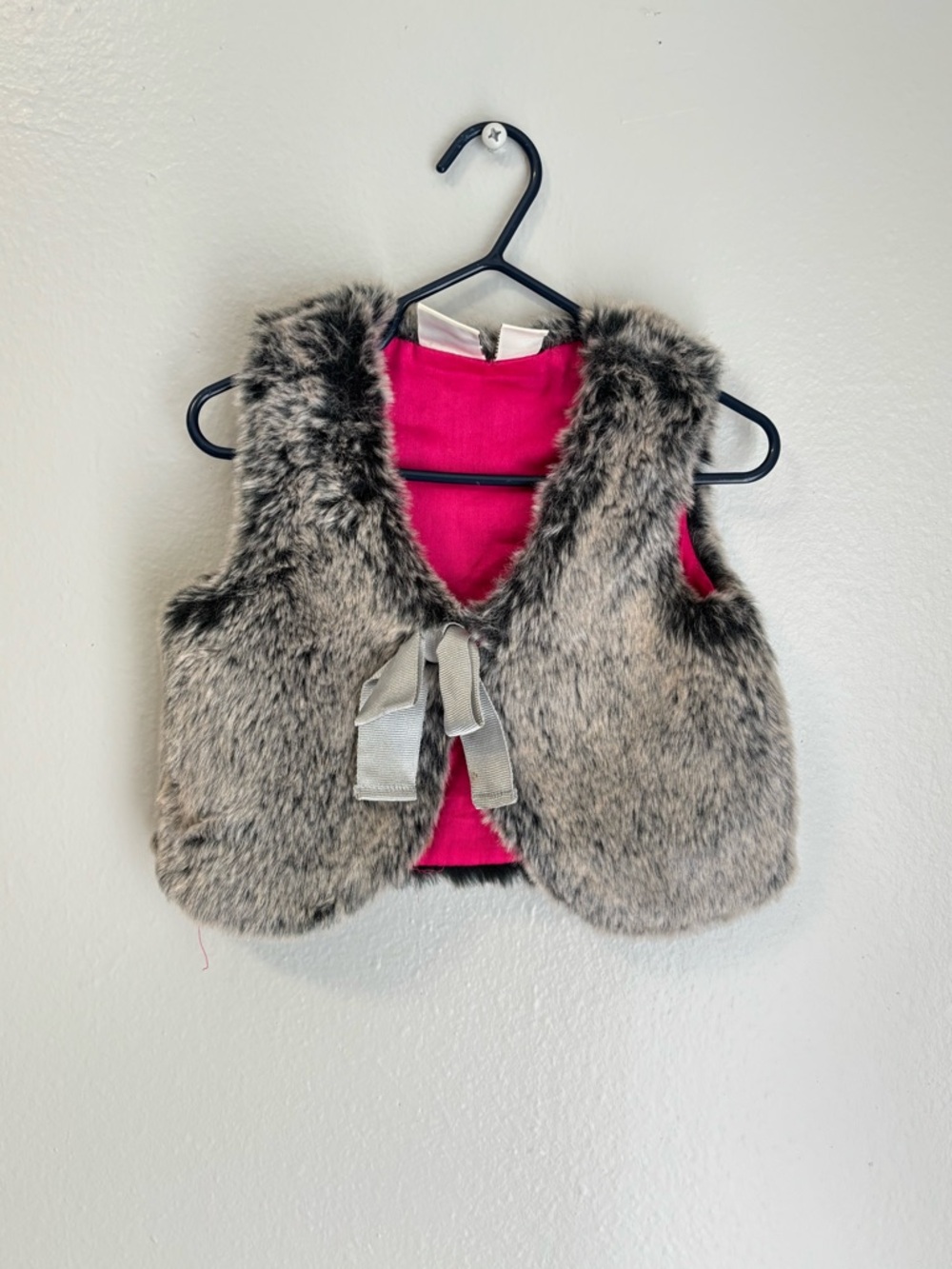 Cynthia Rowley Faux Fur Vest in Gray with Pink Lining
